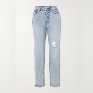 GRLFRND Devon Distressed High-rise Straight-leg Jeans